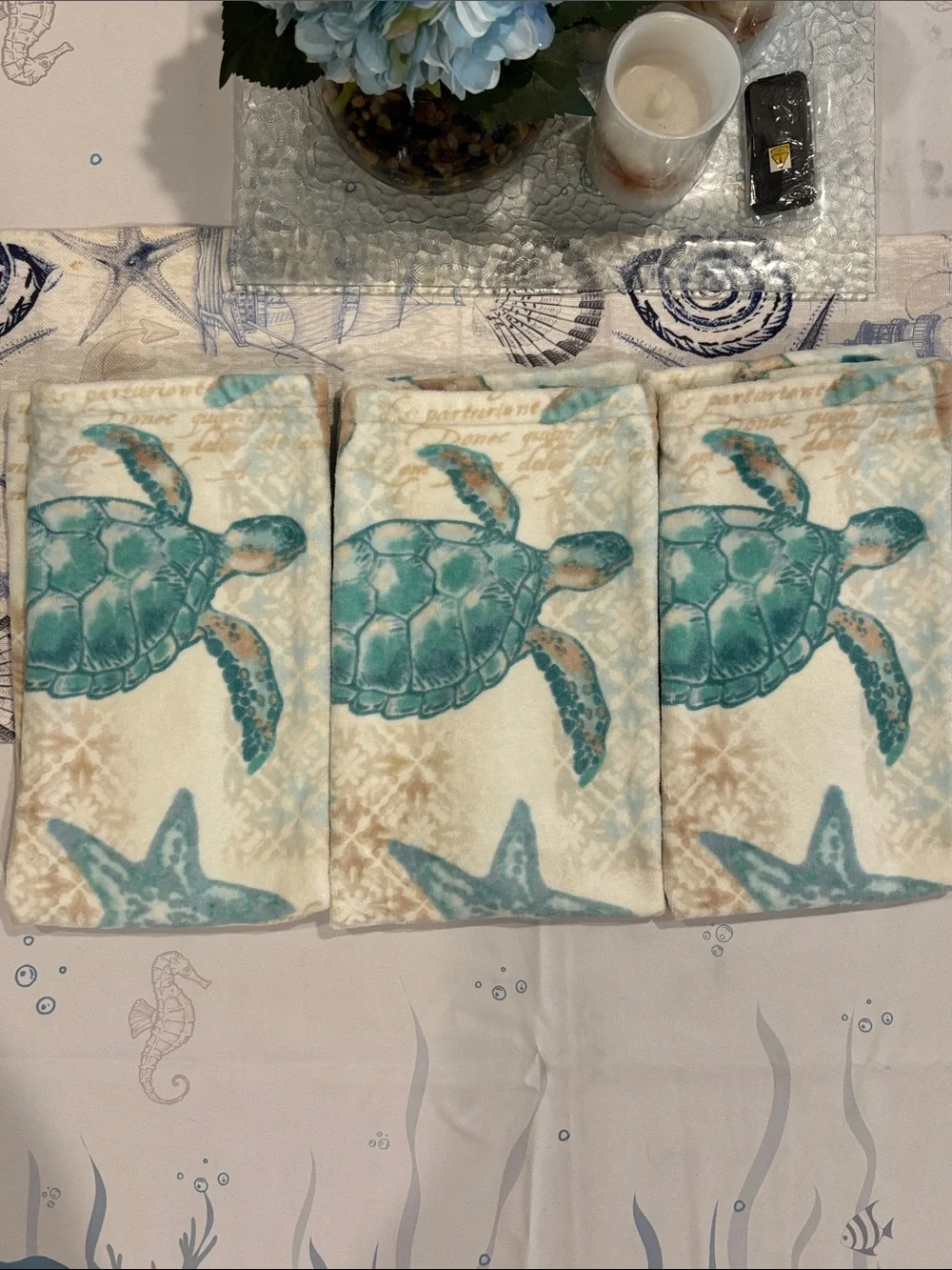 Sage Island Spa Sea Turtle Bath Hand Towels